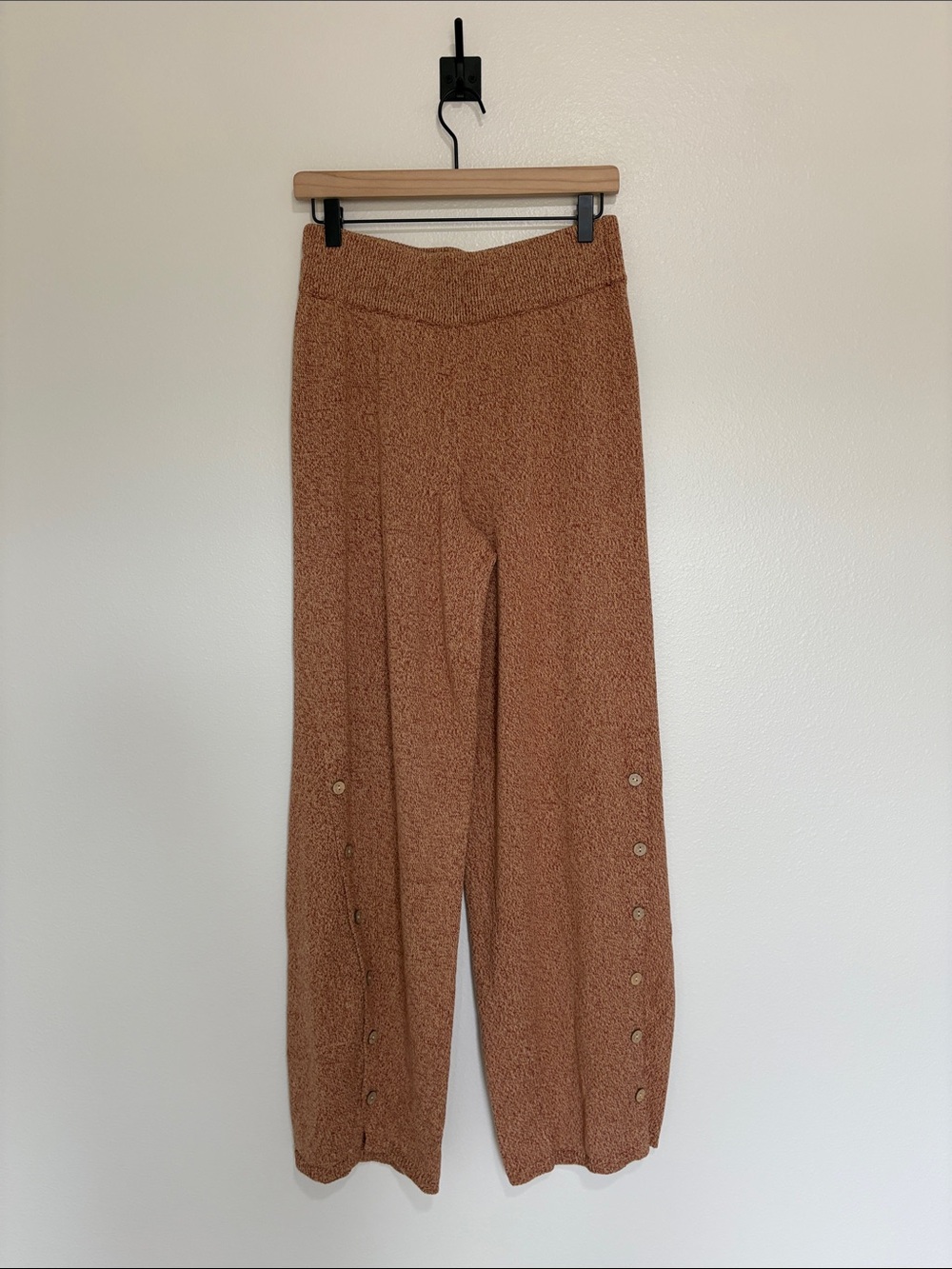 NWOT Free People Chunky Knit Pull-On Wide Leg Pant Boho Lounge Brown - Picture 2 of 8